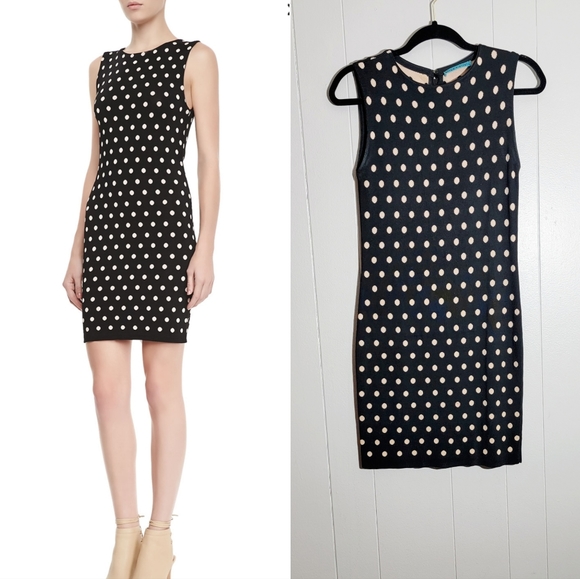 Alice + Olivia Dresses & Skirts - Alice + Olivia Marta Fitted Jersey Sleeveless Black and Cream Polka-dot Dress 6